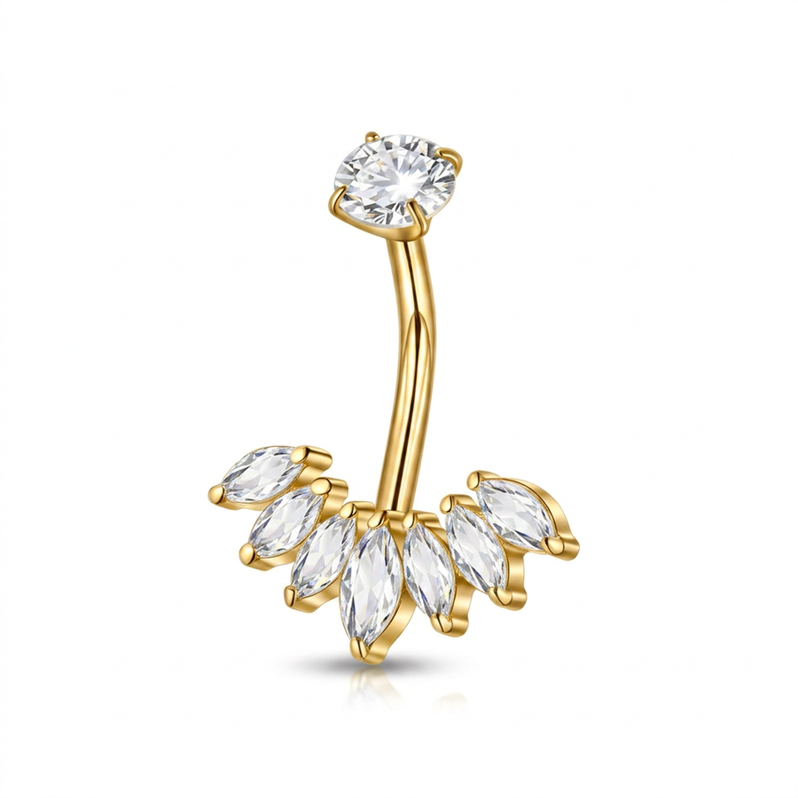 Piercing con sette petali zirconati in Acciaio Chirurgico 316L - Piercing per ombelico