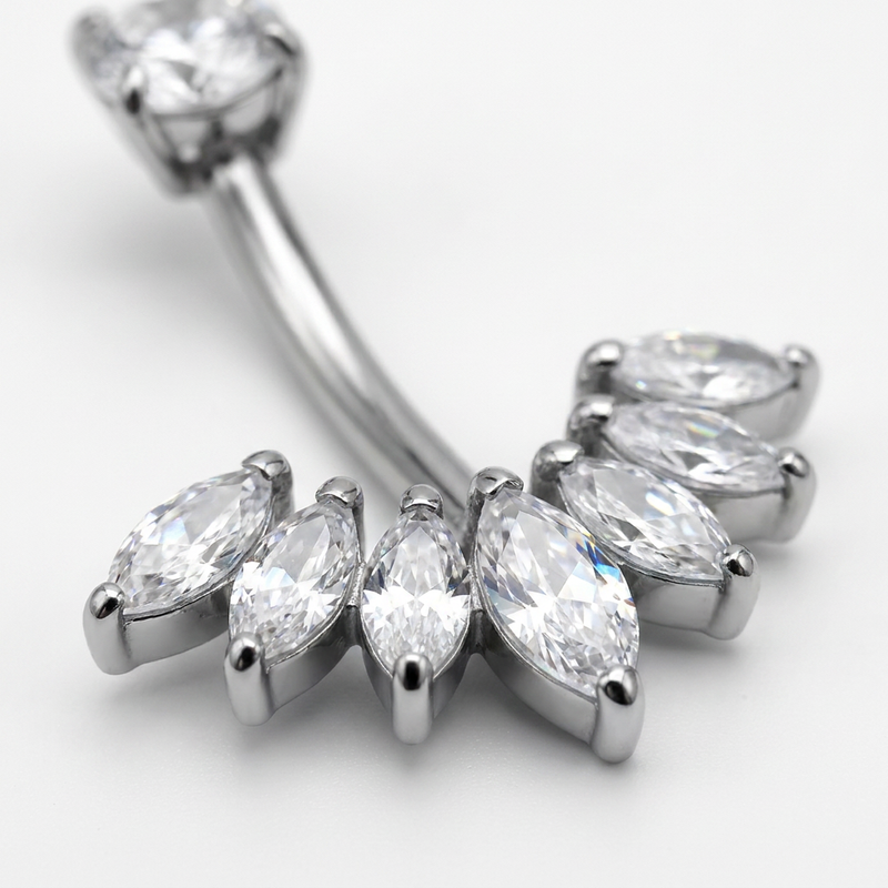 Piercing con sette petali zirconati in Acciaio Chirurgico 316L - Piercing per ombelico