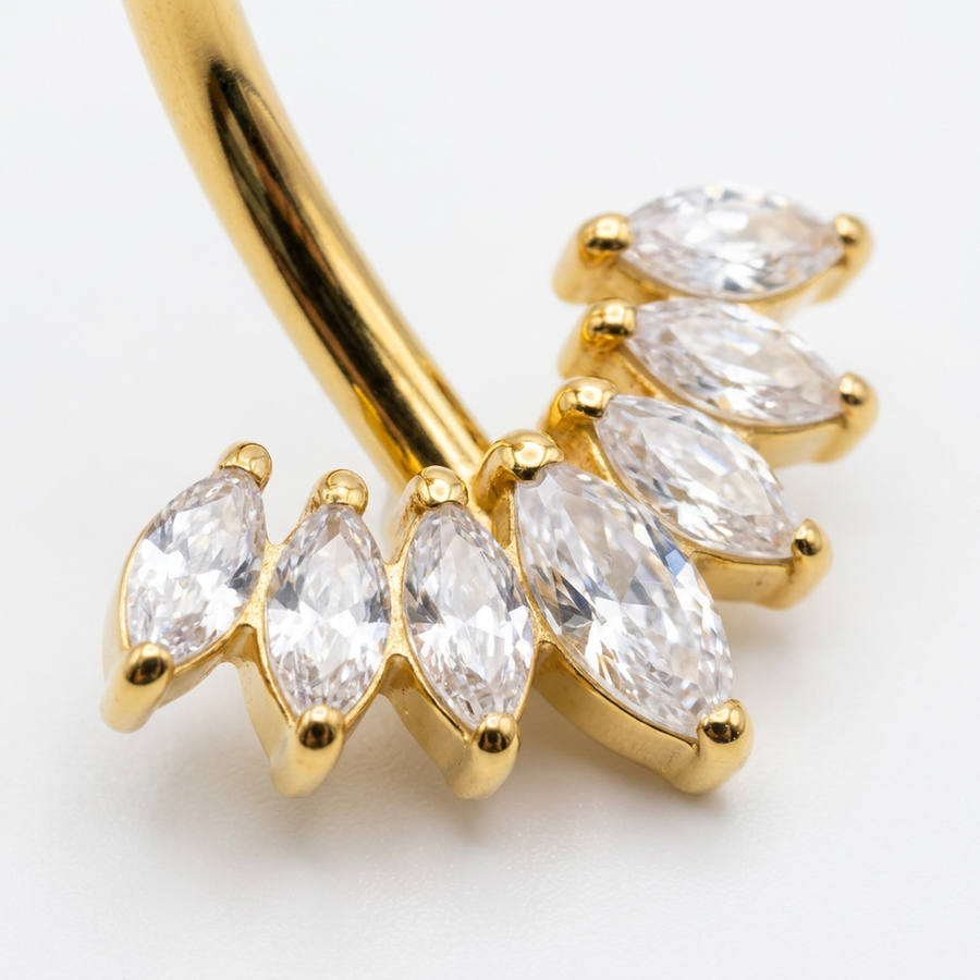 Piercing con sette petali zirconati in Acciaio Chirurgico 316L - Piercing per ombelico