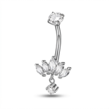 Piercing con cinque petali zirconati e pendente in Acciaio Chirurgico 316L - Piercing per ombelico