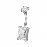 Piercing con zircone quadrato in Acciaio Chirurgico 316L - Piercing per ombelico