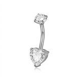 Piercing con zircone a cuore in Acciaio Chirurgico 316L - Piercing per ombelico