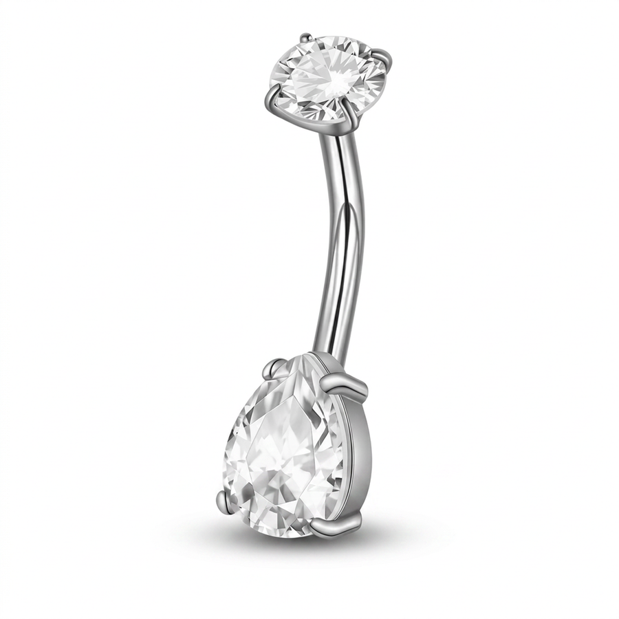 Piercing con zirconi in acciaio chirurgico 316L - Piercing per ombelico