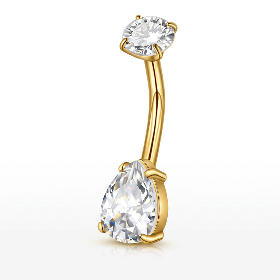 Piercing con zirconi in acciaio chirurgico 316L - Piercing per ombelico