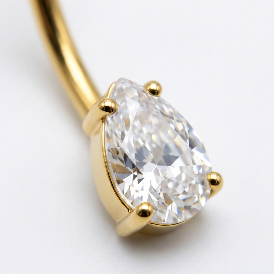 Piercing con zirconi in acciaio chirurgico 316L - Piercing per ombelico