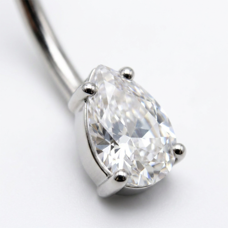 Piercing con zirconi in acciaio chirurgico 316L - Piercing per ombelico