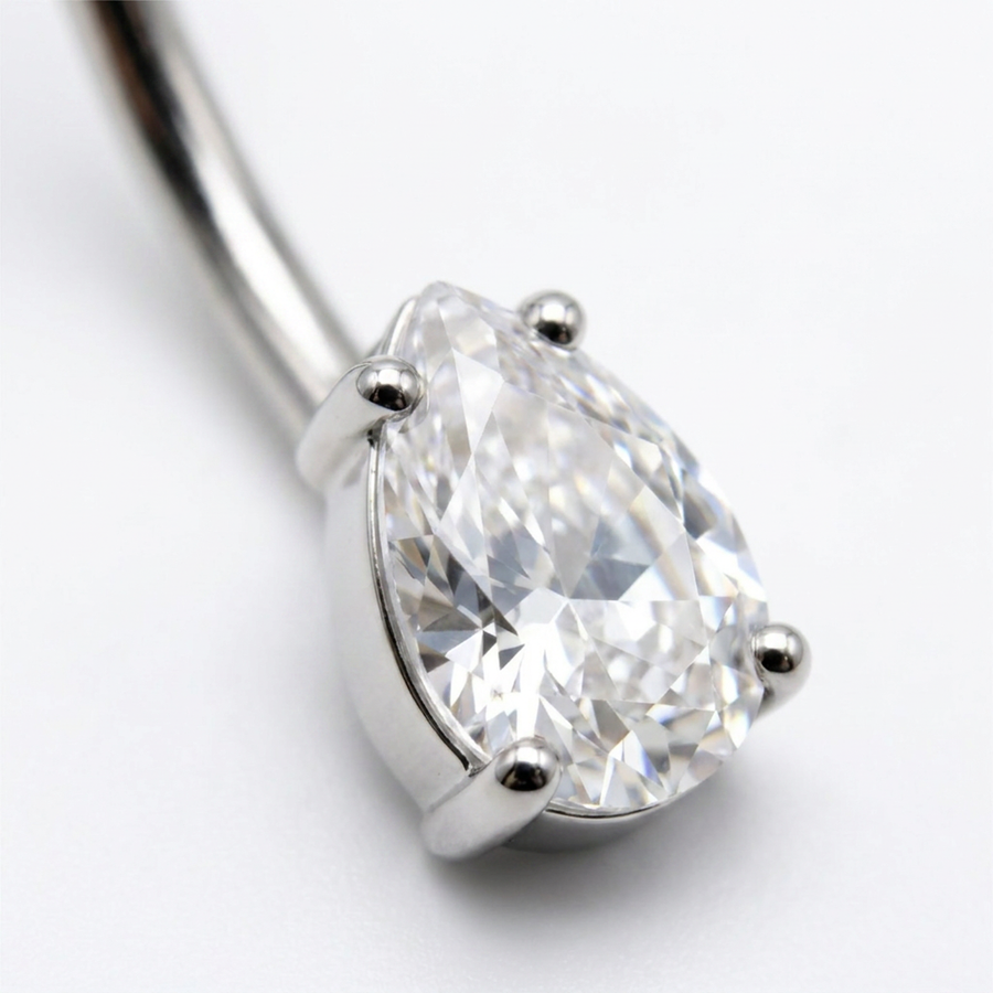 Piercing con zirconi in acciaio chirurgico 316L - Piercing per ombelico