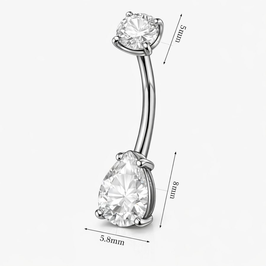 Piercing con zirconi in acciaio chirurgico 316L - Piercing per ombelico