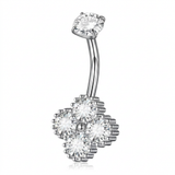 Piercing con fiore di zirconi in Acciaio Chirurgico 316L - Piercing per ombelico