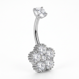 Piercing con fiore di zirconi in Acciaio Chirurgico 316L - Piercing per ombelico