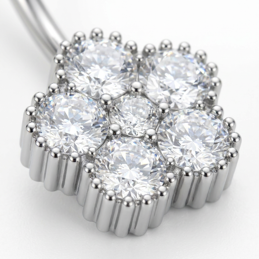 Piercing con fiore di zirconi in Acciaio Chirurgico 316L - Piercing per ombelico