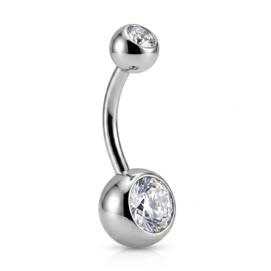Piercing con zirconi in acciaio chirurgico 316L - Piercing per ombelico