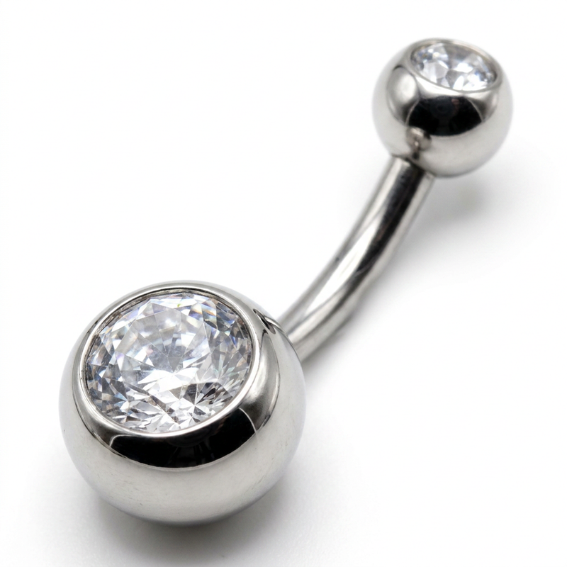 Piercing con zirconi in Acciaio Chirurgico 316L - Piercing per ombelico