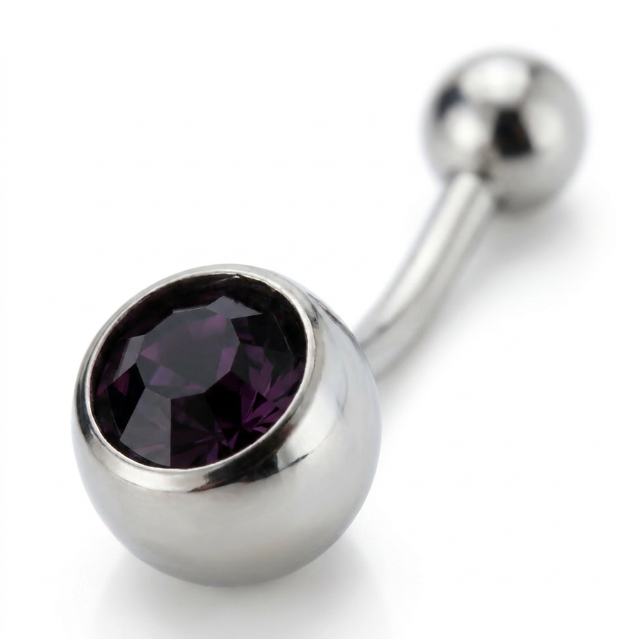 Piercing con zirconi in acciaio chirurgico 316L - Piercing per ombelico