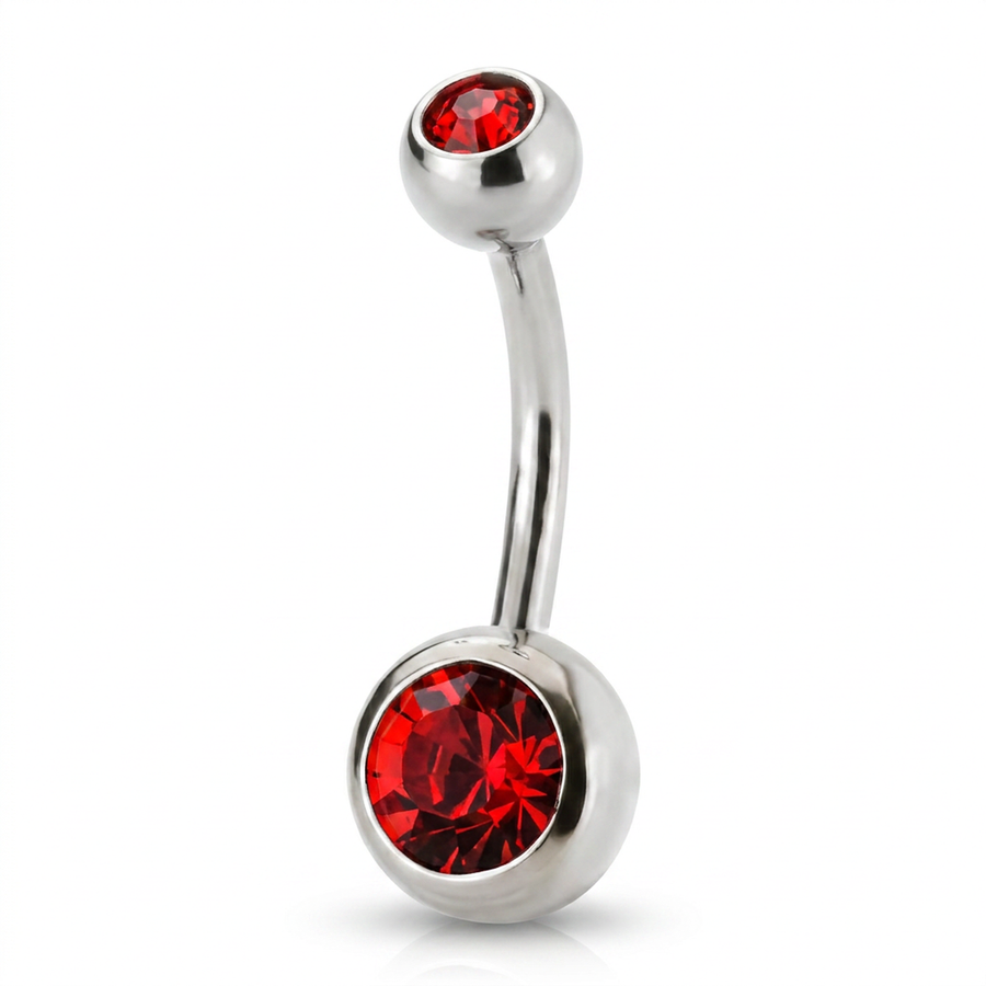 Piercing con zirconi in acciaio chirurgico 316L - Piercing per ombelico