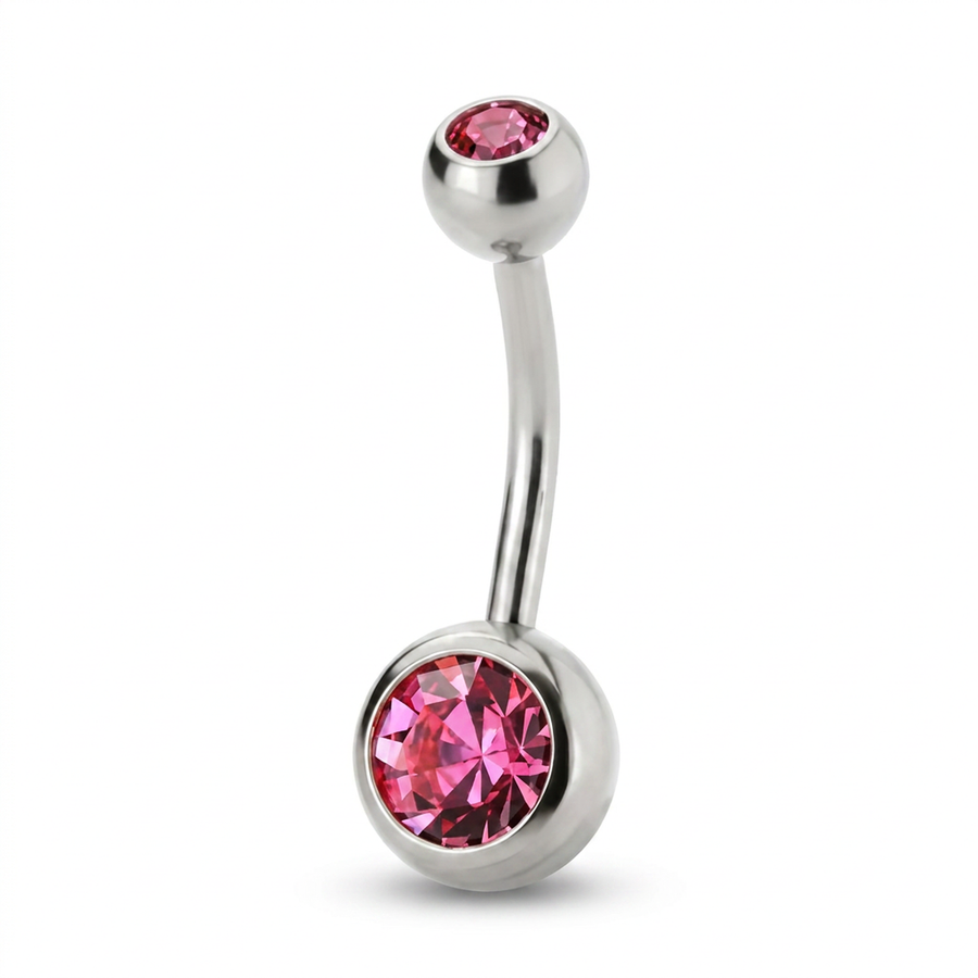 Piercing con zirconi in acciaio chirurgico 316L - Piercing per ombelico