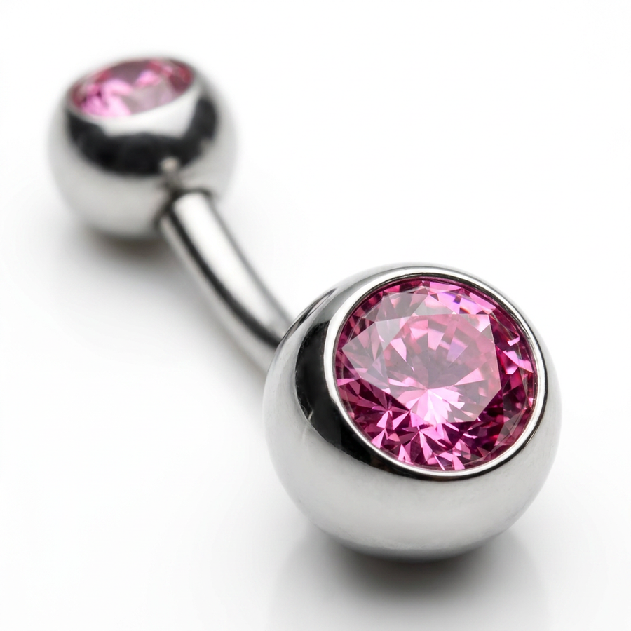 Piercing con zirconi in acciaio chirurgico 316L - Piercing per ombelico