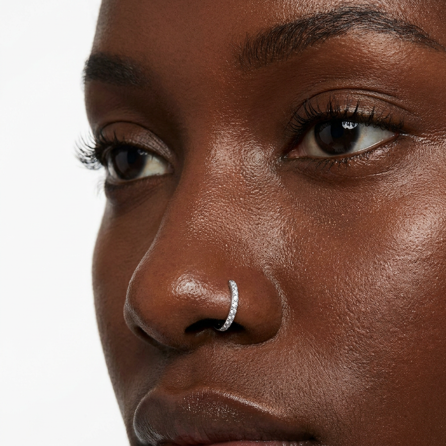 Cerchietto con zirconi in Acciaio Chirurgico 316L - Piercing per nostril