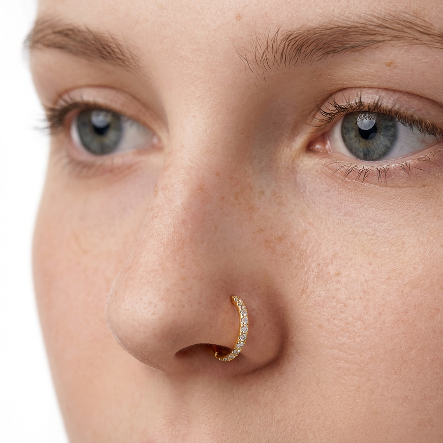 Cerchietto con zirconi in Acciaio Chirurgico 316L - Piercing per nostril
