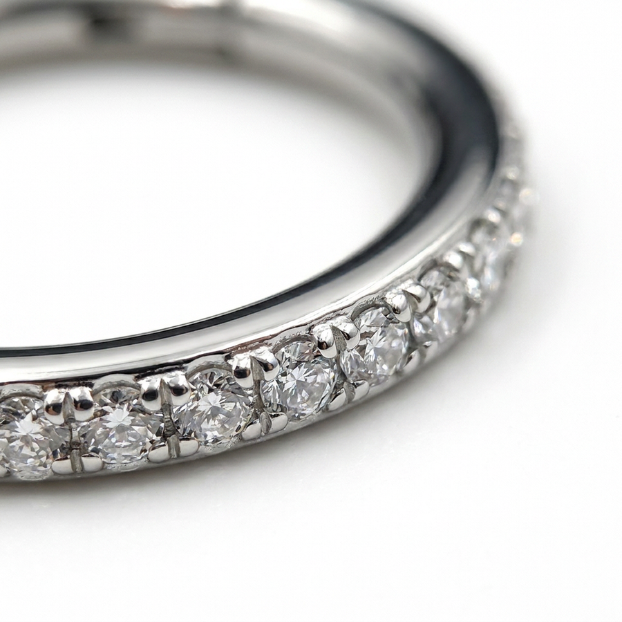 Piercing cerchietto con zirconi in acciaio chirurgico 316L - Piercing per naso