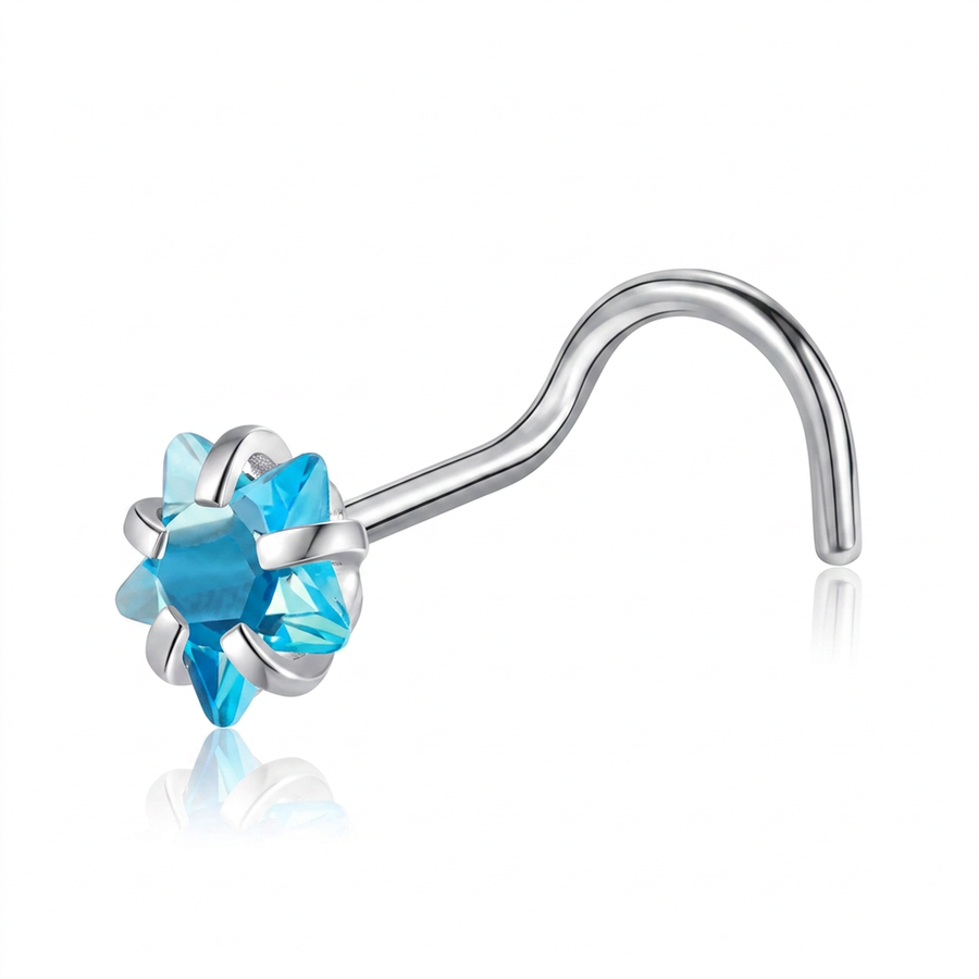 Piercing con zircone a forma di cuore, stella, cerchio e quadrato in Acciaio Chirurgico 316L - Piercing per naso