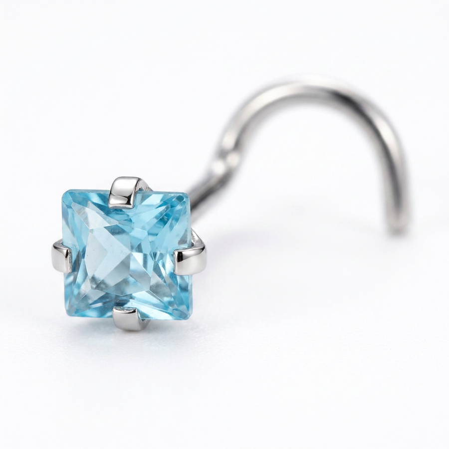 Piercing con zircone a forma di cuore, stella, cerchio e quadrato in Acciaio Chirurgico 316L - Piercing per naso