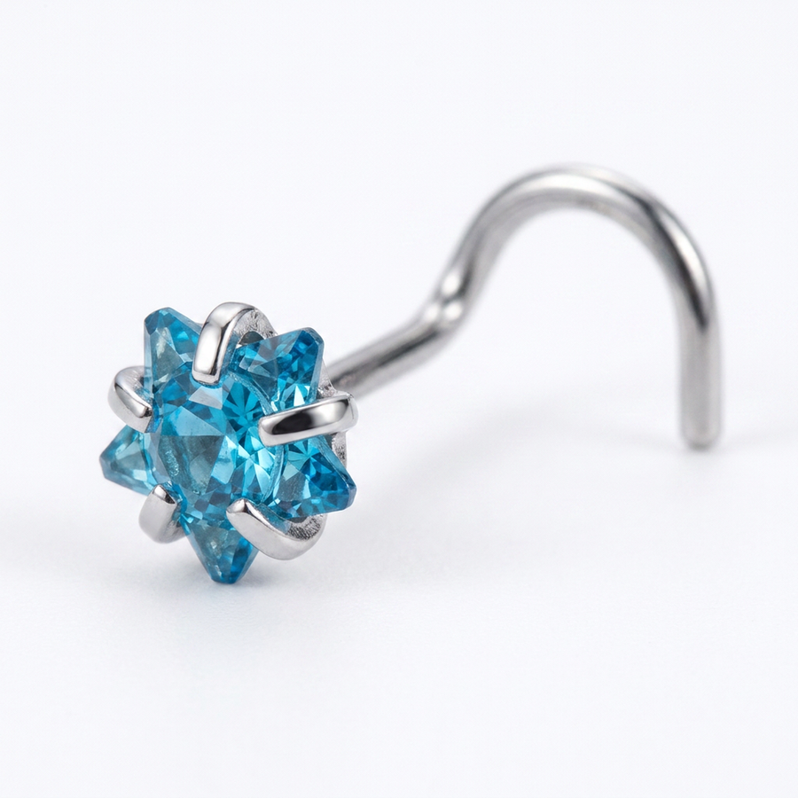 Piercing con zircone a forma di cuore, stella, cerchio e quadrato in Acciaio Chirurgico 316L - Piercing per naso