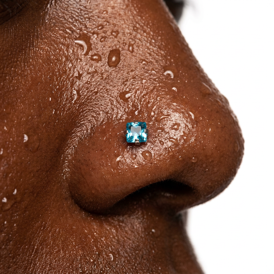 Piercing con zircone a forma di cuore, stella, cerchio e quadrato in Acciaio Chirurgico 316L - Piercing per naso
