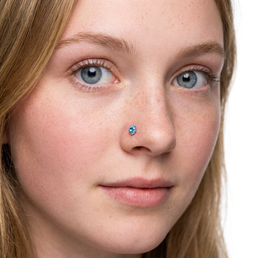 Piercing con zircone a forma di cuore, stella, cerchio e quadrato in Acciaio Chirurgico 316L - Piercing per naso
