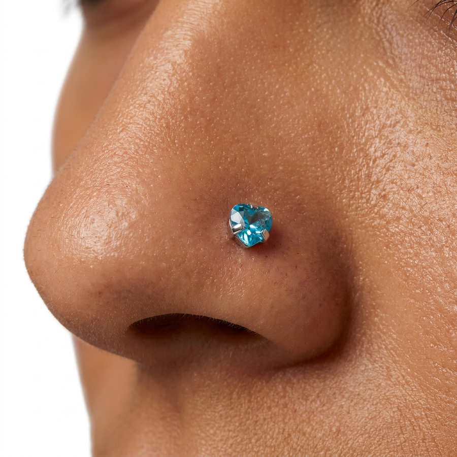 Piercing con zircone a forma di cuore, stella, cerchio e quadrato in Acciaio Chirurgico 316L - Piercing per naso