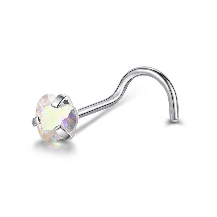 Piercing con zircone a forma di cuore, stella, cerchio e quadrato in Acciaio Chirurgico 316L - Piercing per naso