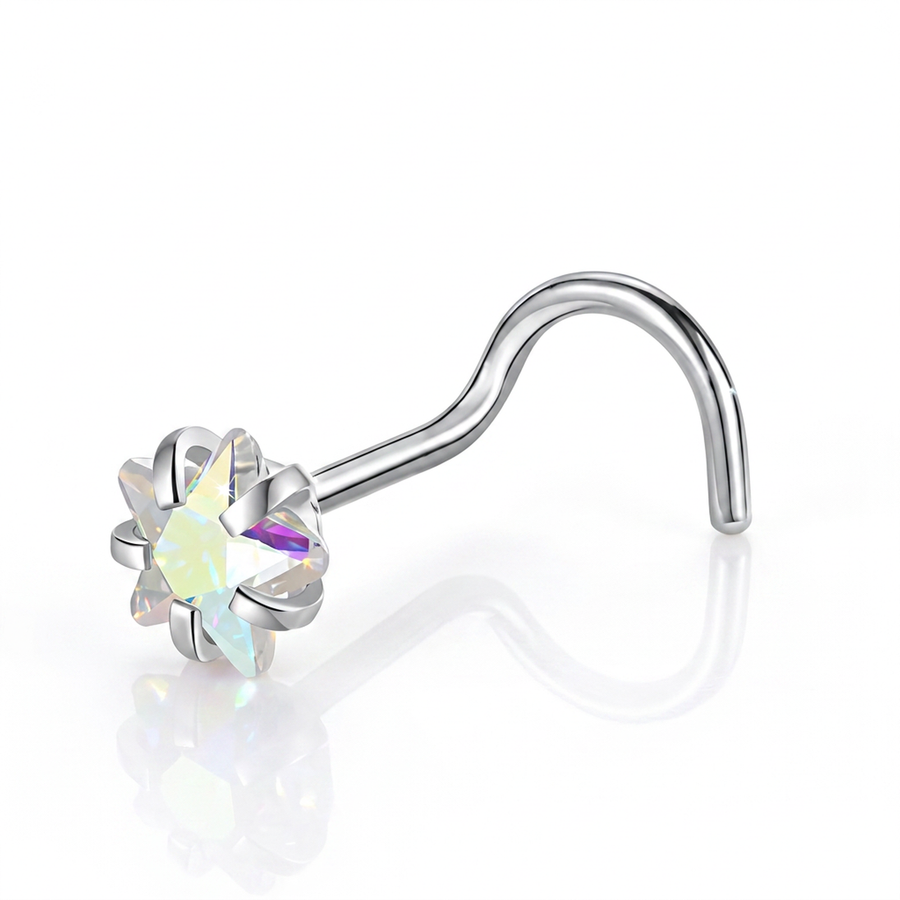 Piercing con zircone a forma di cuore, stella, cerchio e quadrato in Acciaio Chirurgico 316L - Piercing per naso