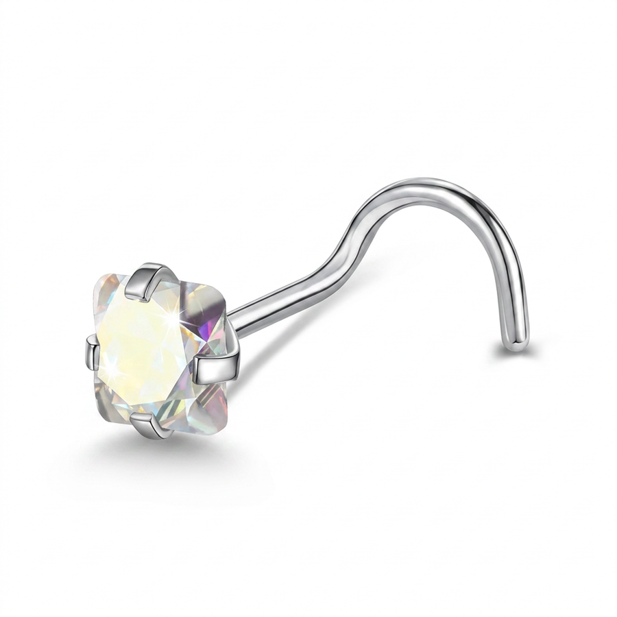 Piercing con zircone a forma di cuore, stella, cerchio e quadrato in Acciaio Chirurgico 316L - Piercing per naso