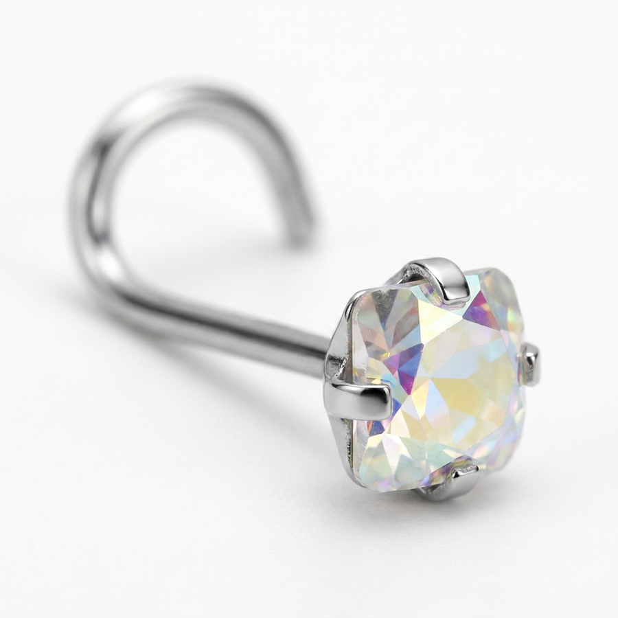Piercing con zircone a forma di cuore, stella, cerchio e quadrato in Acciaio Chirurgico 316L - Piercing per naso