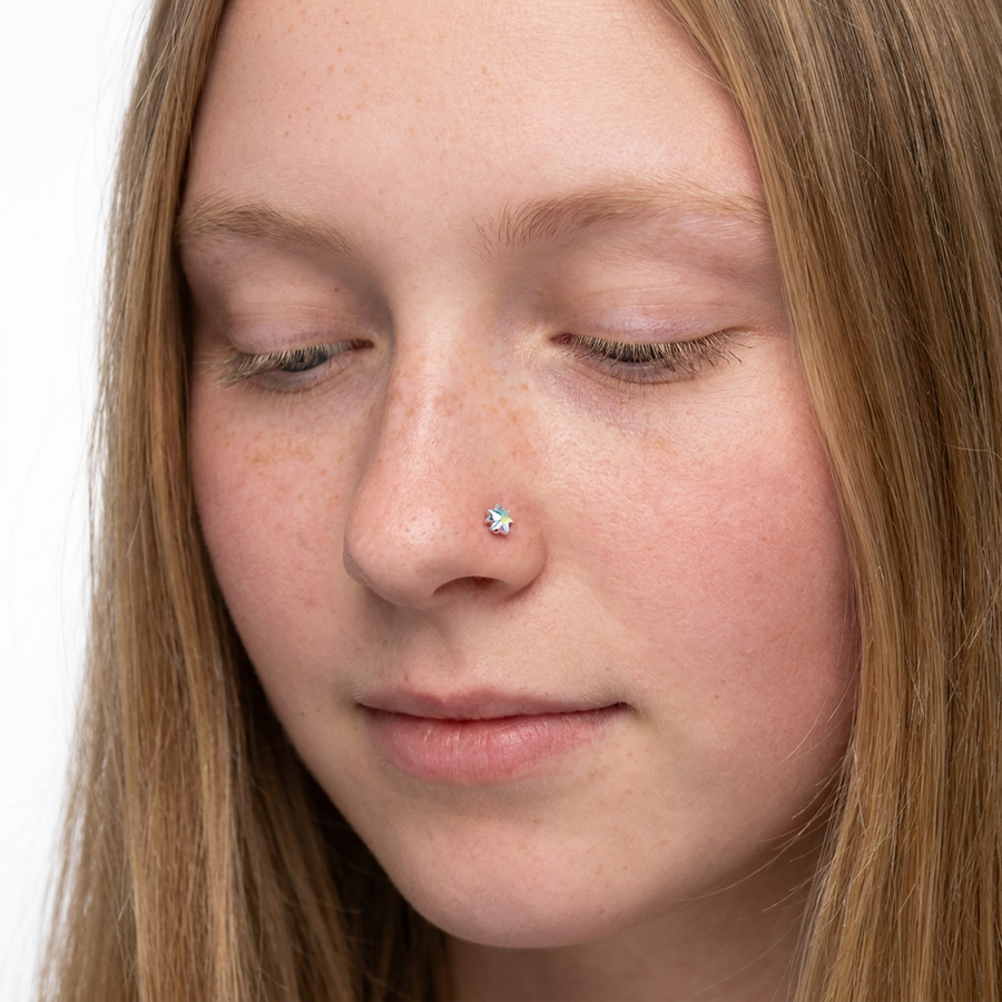 Piercing con zircone a forma di cuore, stella, cerchio e quadrato in Acciaio Chirurgico 316L - Piercing per naso