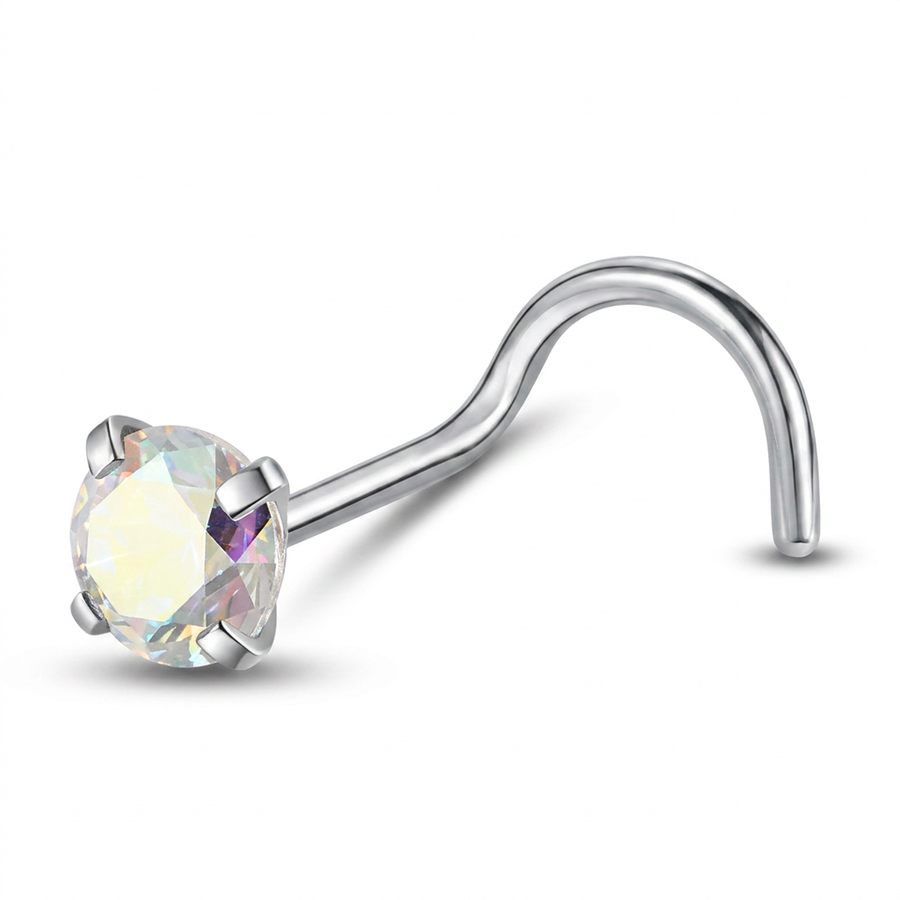 Piercing con zircone a forma di cuore, stella, cerchio e quadrato in Acciaio Chirurgico 316L - Piercing per naso