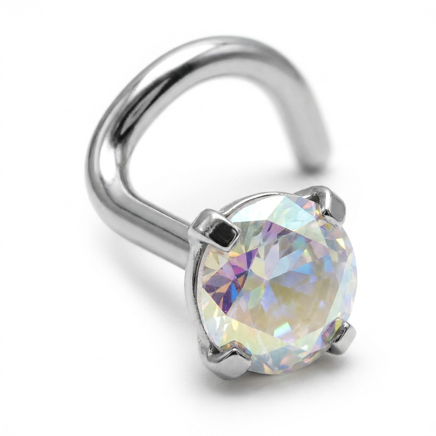 Piercing con zircone a forma di cuore, stella, cerchio e quadrato in Acciaio Chirurgico 316L - Piercing per naso