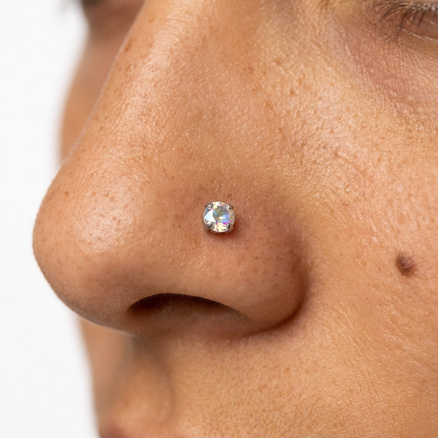 Piercing con zircone a forma di cuore, stella, cerchio e quadrato in Acciaio Chirurgico 316L - Piercing per naso