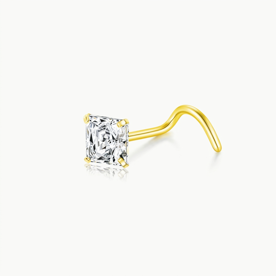 Piercing con zircone a forma di cuore, stella, cerchio e quadrato in Acciaio Chirurgico 316L - Piercing per naso