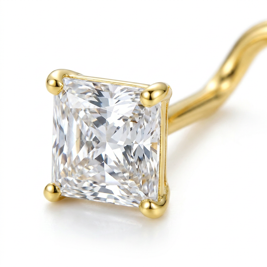 Piercing con zircone a forma di cuore, stella, cerchio e quadrato in Acciaio Chirurgico 316L - Piercing per naso