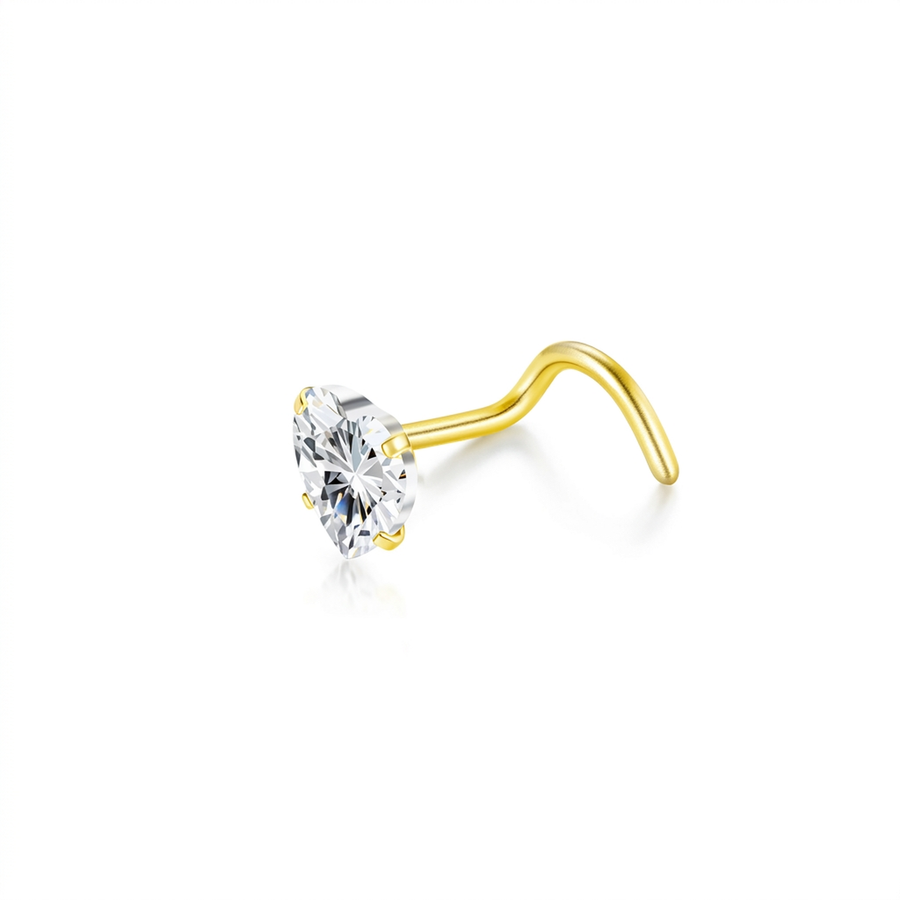Piercing con zircone a forma di cuore, stella, cerchio e quadrato in Acciaio Chirurgico 316L - Piercing per naso