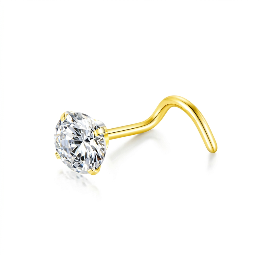 Piercing con zircone a forma di cuore, stella, cerchio e quadrato in Acciaio Chirurgico 316L - Piercing per naso