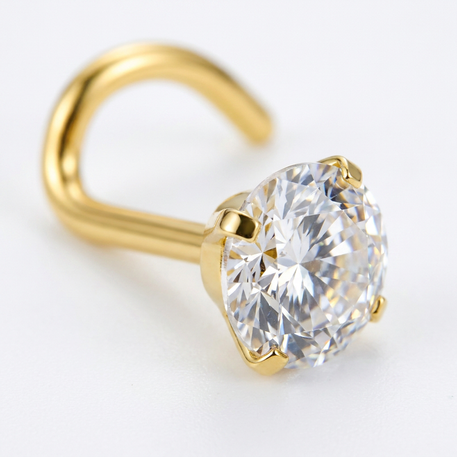 Piercing con zircone a forma di cuore, stella, cerchio e quadrato in Acciaio Chirurgico 316L - Piercing per naso