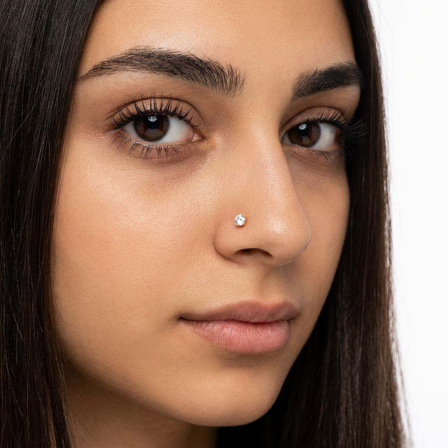 Piercing con zircone a forma di cuore, stella, cerchio e quadrato in Acciaio Chirurgico 316L - Piercing per naso