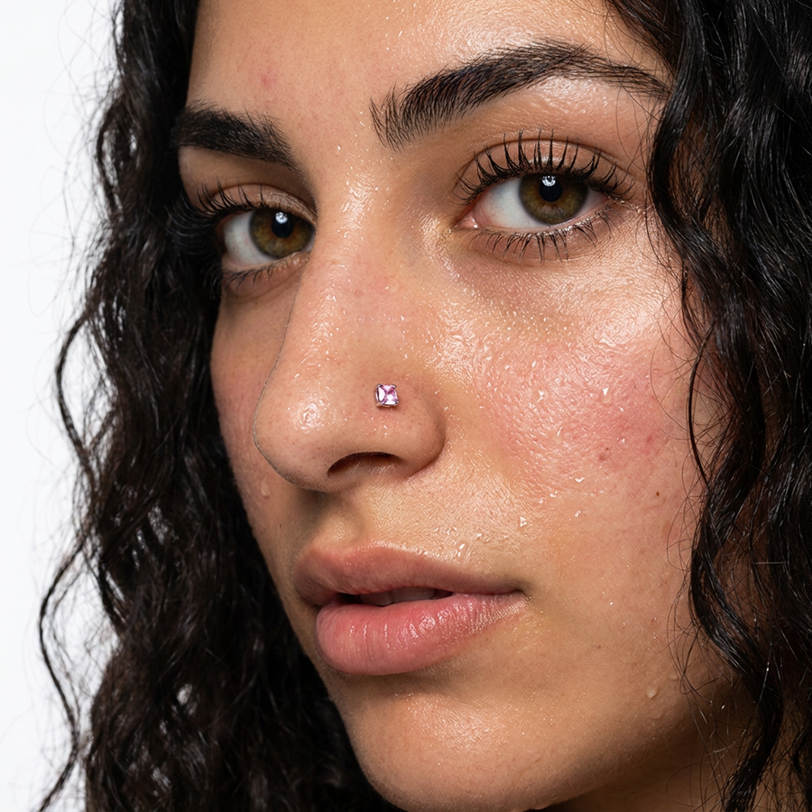 Piercing con zircone a forma di cuore, stella, cerchio e quadrato in Acciaio Chirurgico 316L - Piercing per naso