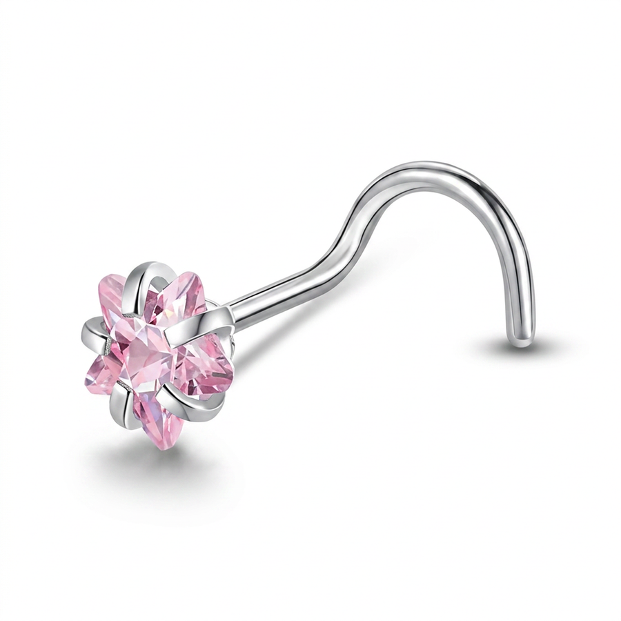 Piercing con zircone a forma di cuore, stella, cerchio e quadrato in Acciaio Chirurgico 316L - Piercing per naso