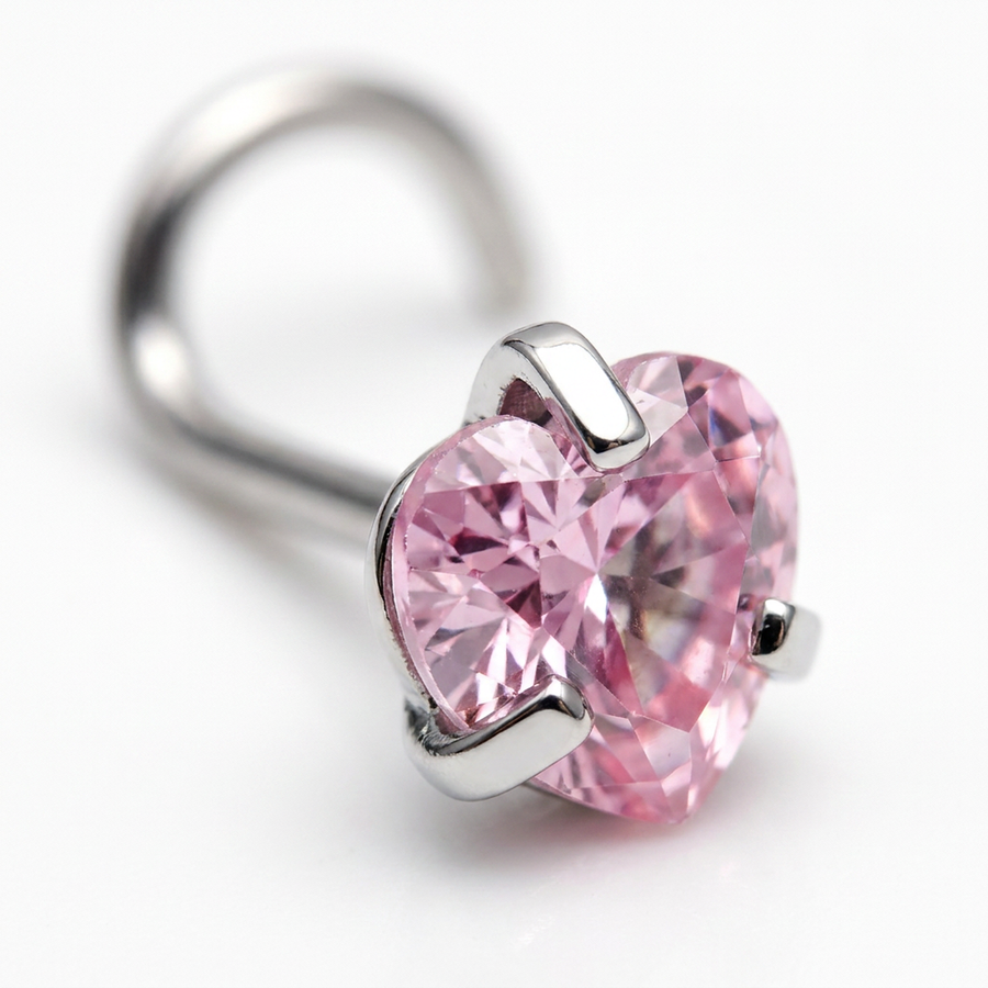 Piercing con zircone a forma di cuore, stella, cerchio e quadrato in Acciaio Chirurgico 316L - Piercing per naso