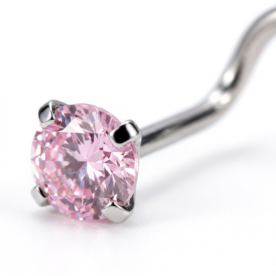 Piercing con zircone a forma di cuore, stella, cerchio e quadrato in Acciaio Chirurgico 316L - Piercing per naso