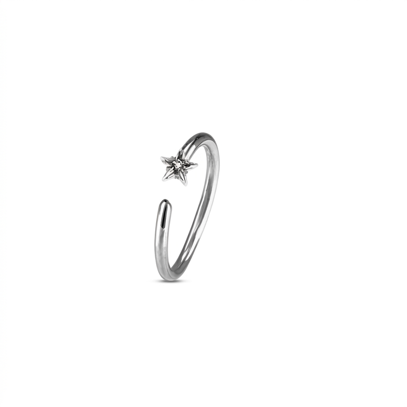 Piercing con zircone rotondo, quadrato, a stella, a cuore e  in Acciaio Chirurgico 316L - Piercing per nostril