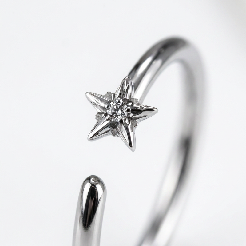 Piercing con zircone rotondo, quadrato, a stella, a cuore e  in Acciaio Chirurgico 316L - Piercing per nostril